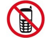Samolepka zákaz mobil 10x10cm          •